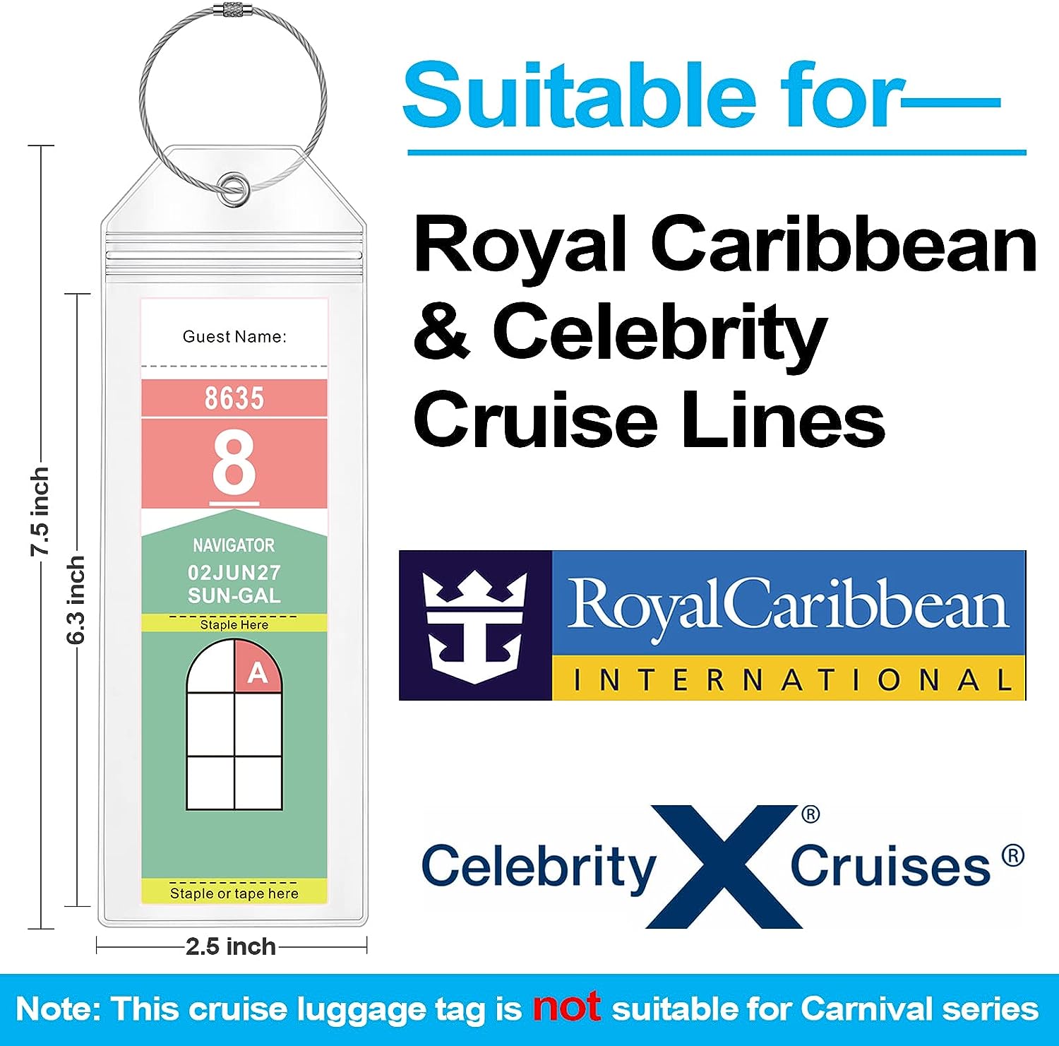 Cruise Luggage Tags For Royal Caribbean Ships And Celebrity, 6Pack