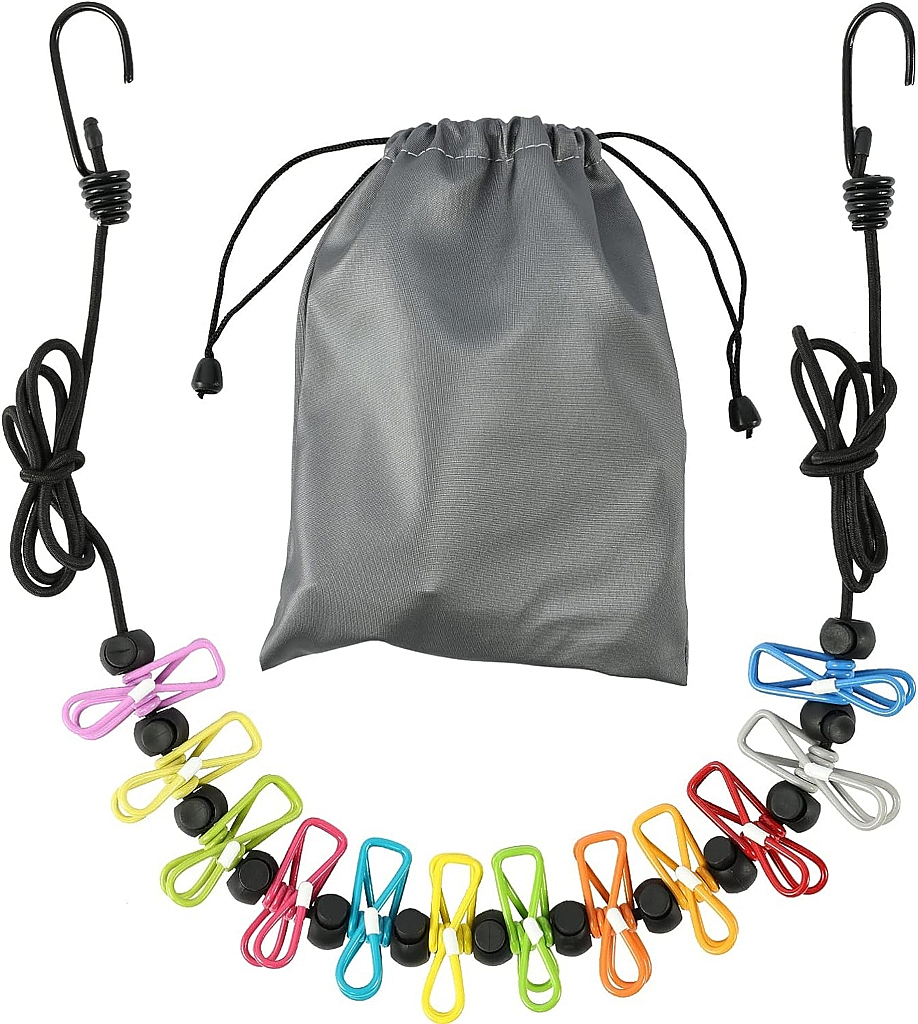 Retractable Portable Clothesline for Travelï¼Clothing line with 12 Clothes Clips, for Indoor Laundry Drying line,Outdoor Camping Accessories