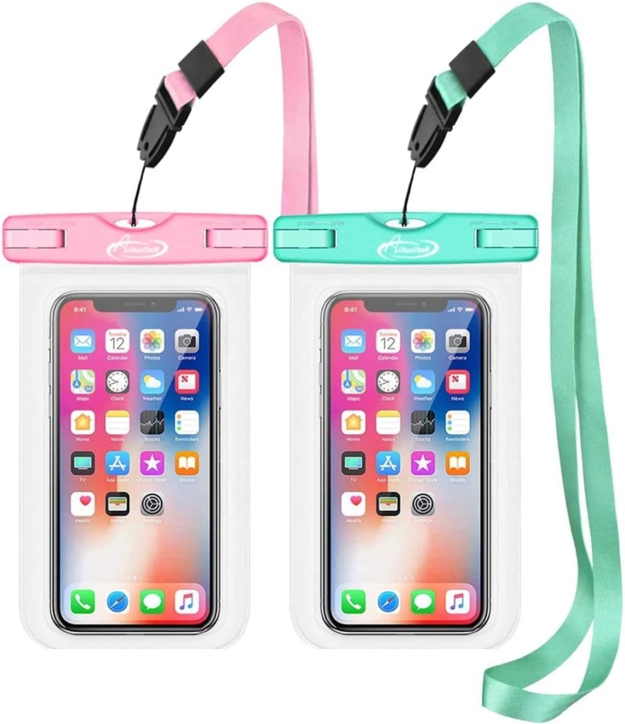 AiRunTech Waterproof Case, Waterproof Cell Phone Dry Bag Compatible for iPhone 14/13/12/12 Pro Max/11/11 Pro/SE/Xs Max/XR/8P/7 Galaxy up to 7.0, Phone Pouch for Beach Kayaking Travel (2 Pack)